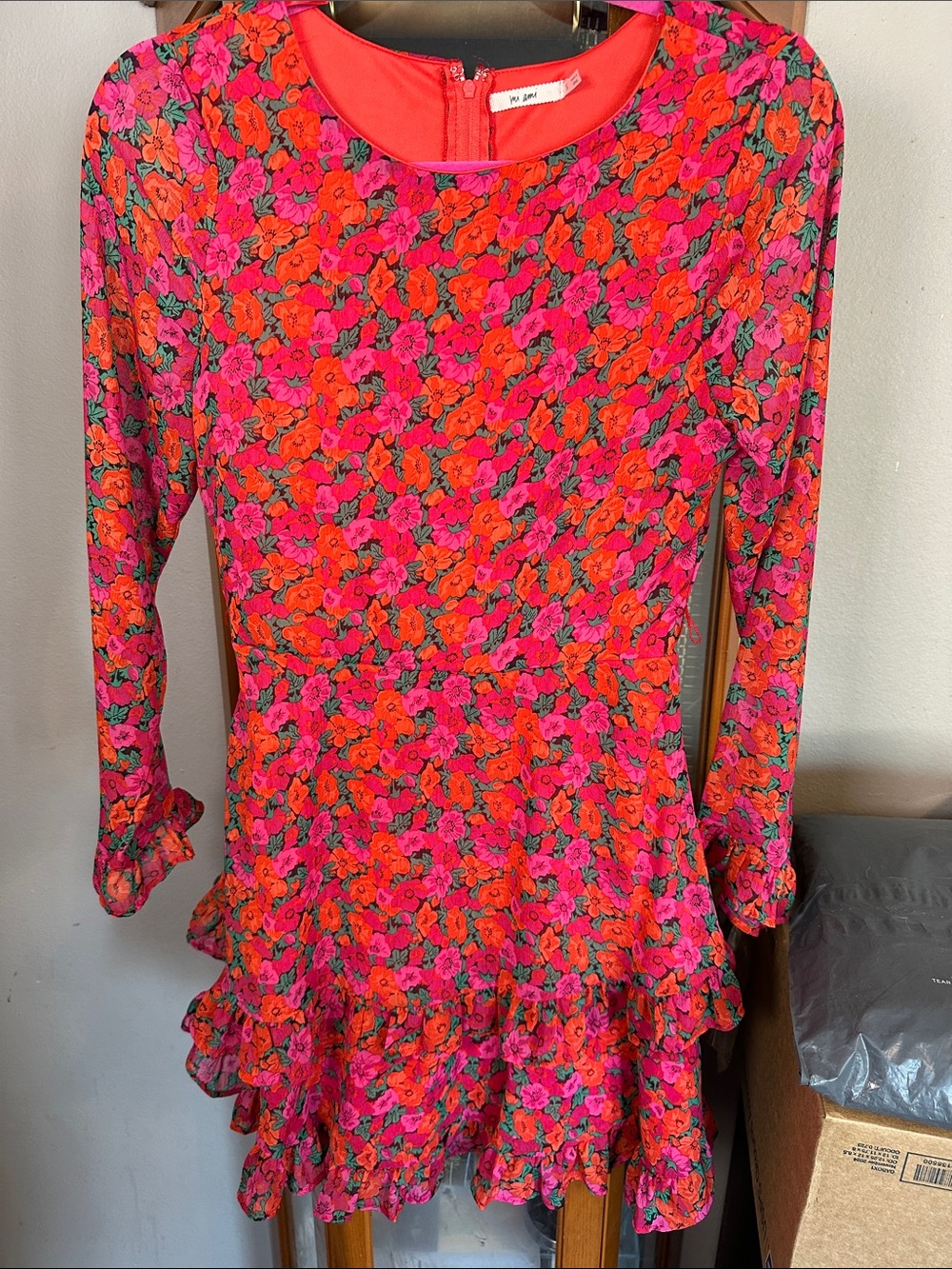 miami Vibrant Floral Ruffle Dress - Hot Pink & Orange